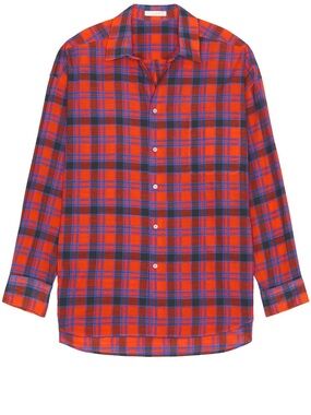 The Row Lancaster Red and Blue Plaid Button-Down Shirt